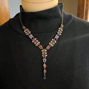 Vintage VOLM Crystal Beaded Floral Necklace